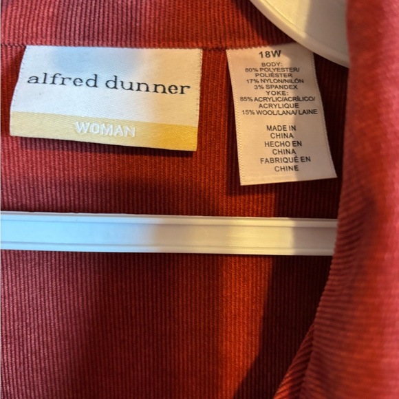 Alfred Dunner Burnt Orange Reddish Corduroy Blazer Classic Collar - Picture 3 of 5